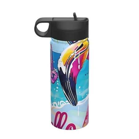 

Qekee Tropical Flamingo Summer Print 18OZ Sports Insulated Kettle Coffee Mug Travel Tea Mug Thermos Cup 18 Stainless Steel Water Bottle For Running Hiking Cycling