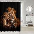 thumbnail image 2 of Manfei Jungle Couple Lion Shower Curtain 72Wx78L, Valentine's Day Animal Print Bath Curtain, Black Brown, 2 of 5