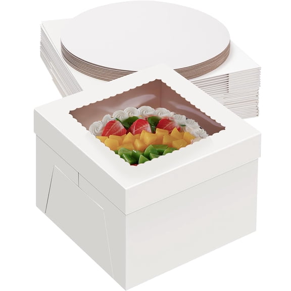Windowed Bakery Boxes with Boards for Cakes and Pastries