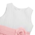 thumbnail image 5 of TSSOE Kids Sleeveless Chiffon Pleated A-line Flower Girl Dress Birthday Pageant Party Dress White&Pink 6, 5 of 7