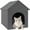 Gray, variant on Cat House, POPO Waterproof Cat Bed with Removable Soft Cushion, Outdoor Kitty House 17 x13 x17 inches,Black