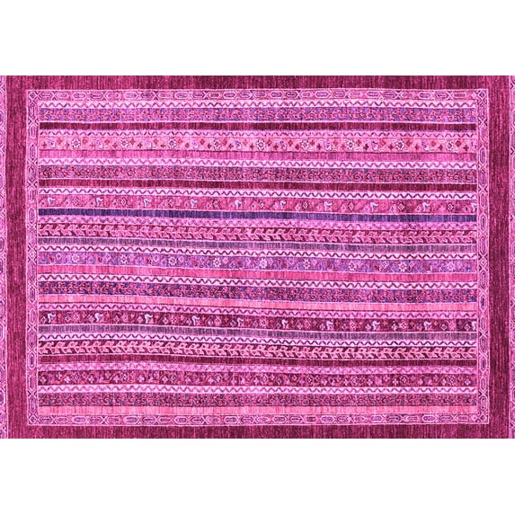 Ahgly Company Indoor Rectangle Oriental Pink Modern Area Rugs, 7' x 9'