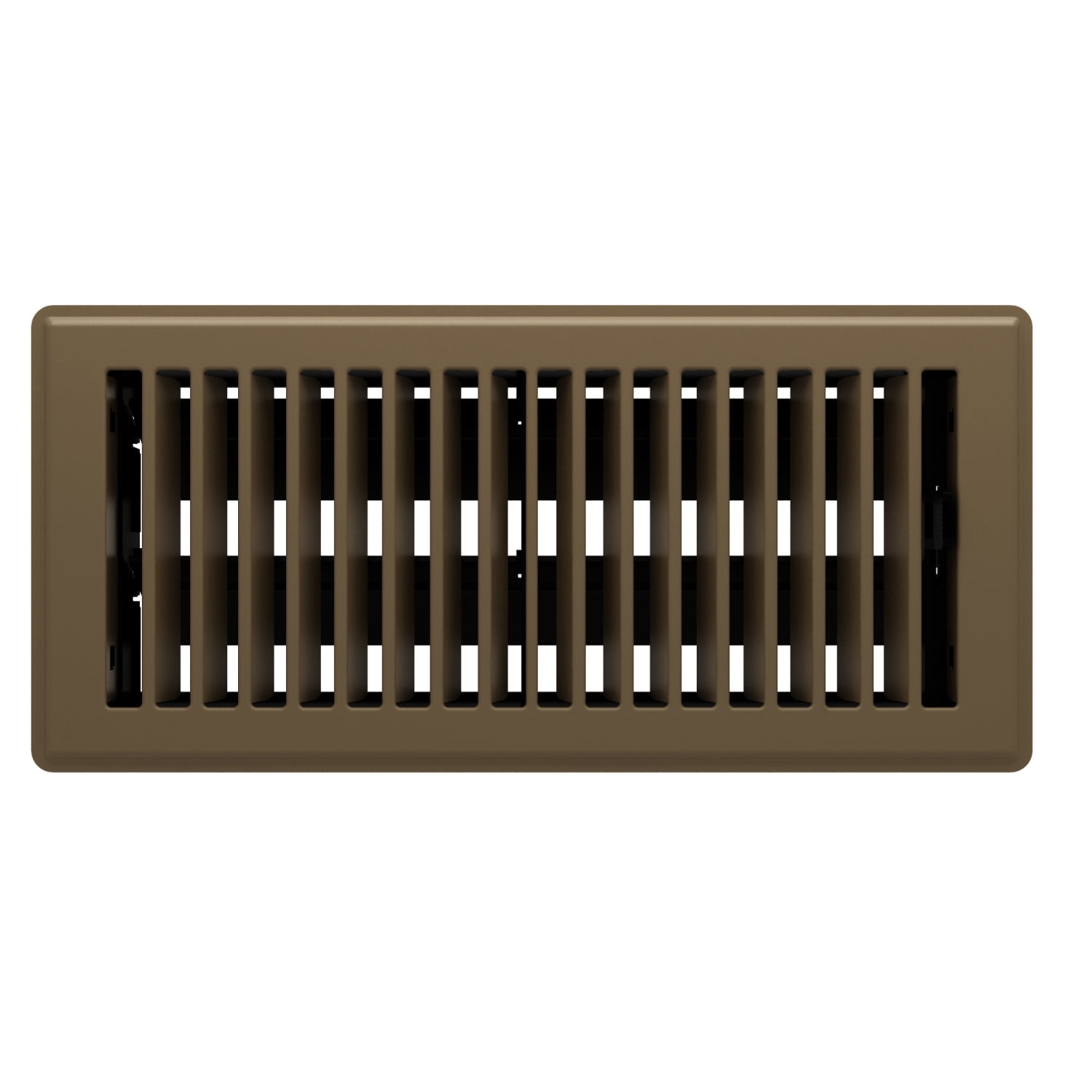 Imperial 4-inch x 10-inch Chocolate Steel Painted Louvered Floor Register, Powder-coated, with Plastic Boot, 1-way