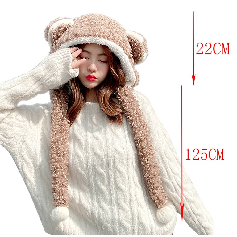 Fesfesfes Women Headgear Cute Cartoon Thick Ear Hat Winter Warm