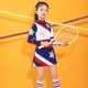 thumbnail image 3 of Pompoms And Socks Girls Cheerleading Uniform Dance Costume Long Sleeves Kids Cheerleader Outfit Round Neckline Patchwork Style D, 3 of 3