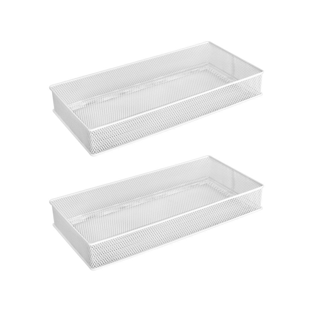 YBM Home White Mesh Drawer Organizer Tray 6” x 12” x 2”, 2 Pack