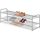thumbnail image 1 of Zapatero de metal largo de 2 niveles para armario, organizador de almacenamiento de zapatos apilable ancho de 18 pares, zapatero bajo pequeño para entrada, dormitorio, garaje, gris, 1 of 7