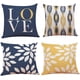 thumbnail image 1 of Fundas de almohada de 18 x 18 pulgadas, modernas, amarillas, azules, decorativas, para interior y exterior, de algodón y lino, juego de 4, 1 of 6