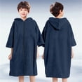 thumbnail image 2 of Djtdsds Kids' Solid Color Hooded Terry Cloth Beach Towel Poncho Robe with Zipper Cover-Up Size:One Size, 2 of 4