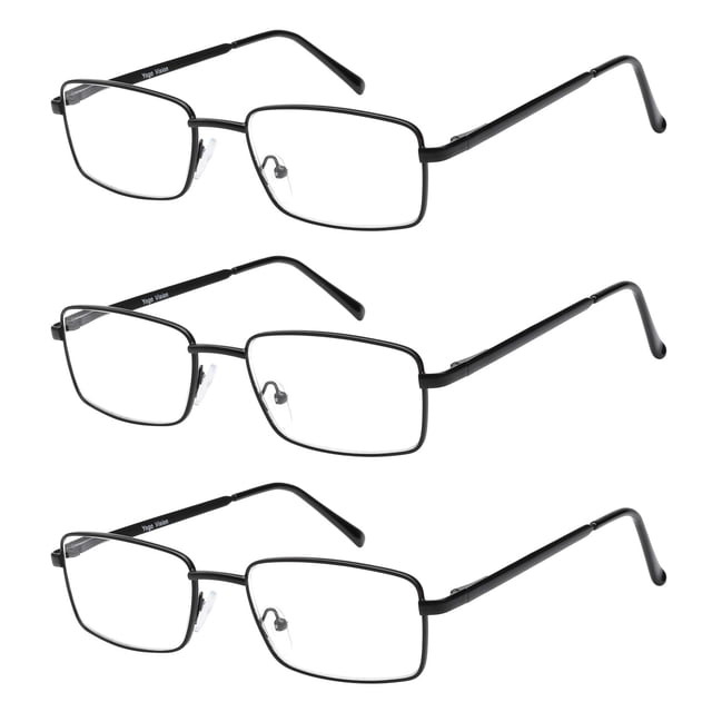 Gafas de lectura Success Eyewear, paquete de 3 unidades, metal con borde completo, color negro