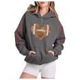 thumbnail image 4 of Women's Fashion Sequined Casual Football Cheer Rugby Tops Long sleeve Hoodie Pullover Rugby Women Hooded Sweatshirt, 4 of 5