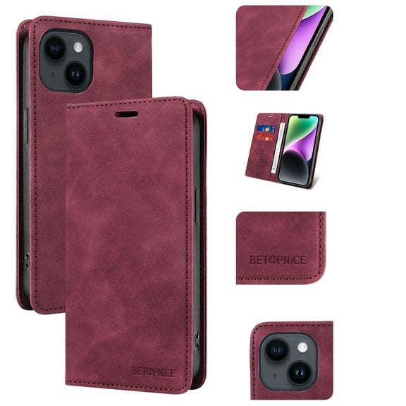 JiaheCover for iPhone 11, Wallet Case with Card Slot Holder,Flip Folio Leather Stand Magnetic Shockproof with RFID Blocking Full Body Protection Case Cover, red