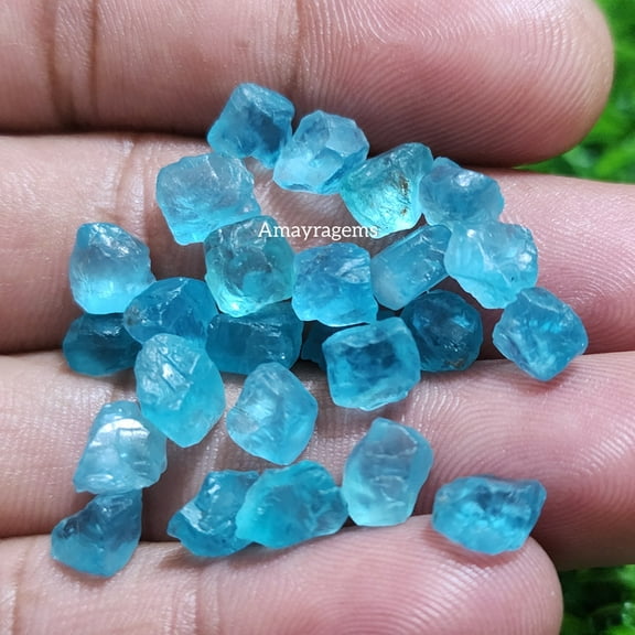 Natural Blue Apatite Rough 50 Pcs 6-8 mm Loose Gemstone For Jewelry Making