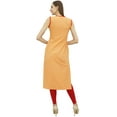 thumbnail image 5 of Bimba Indian Women's Peach Cotton Printed Straight Kurti Ethnic Casual Kurta-4, 5 of 5
