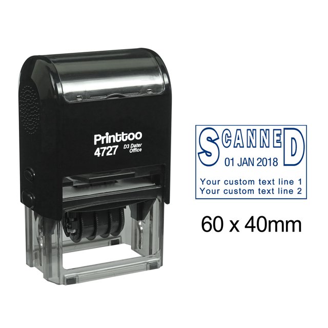 Printtoo Dater Stamp Self Inking With Scanned & Custom Text Line Office Stationery Date Rubber Stamp-Blue
