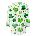 thumbnail image 5 of Funny St Patricks Day Shirt Women Crew Neck 3/4 Sleeve Top Clover Print Shirt Irish Green Blouse Casual Loose Fit Tees Tops, 5 of 6