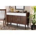 thumbnail image 5 of Leena Mid-Century Modern Two-Tone White and Walnut Brown Finished Wood 2-Drawer Sideboard Buffet, 5 of 5