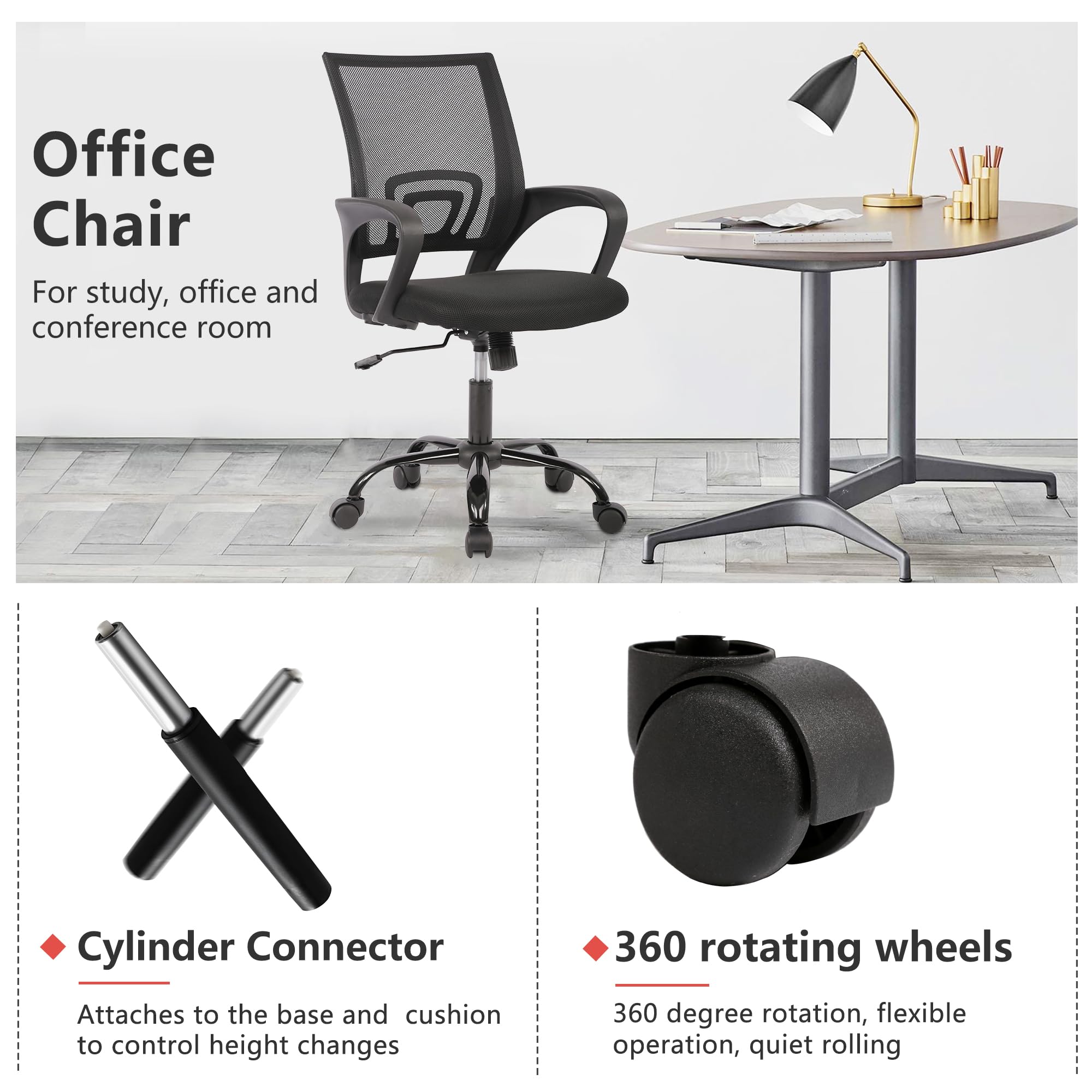 PayLessHere Ergonomic Chair , Adjustable Home Office Chair , Lumbar Support ,Swivel Rolling , Black