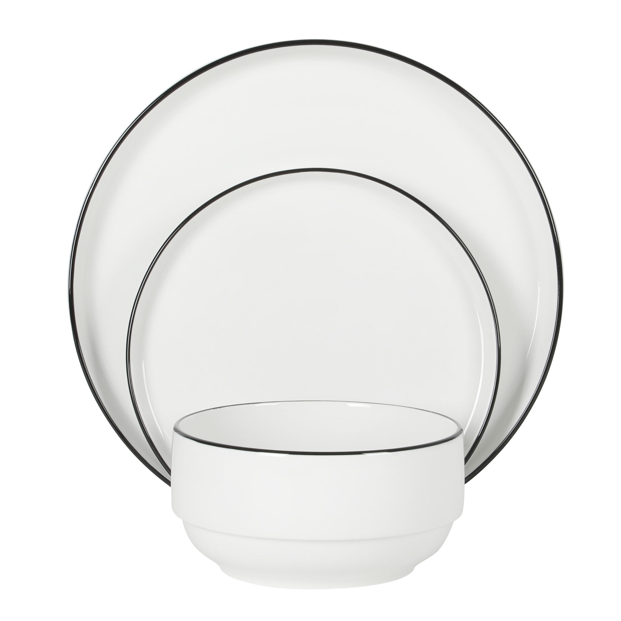 Gibson Home Rothenberg Plates and Bowls 18 Piece Porcelain White Dinnerware Set | Stackable Dishes | Microwave & Dishwasher Safe