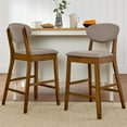 thumbnail image 3 of Best Choice Products Set of 2 Counter-Height Bar Stools, Armless W/ Upholstered Seat Cushion & Backrest - Walnut/Gray, 3 of 10