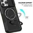 thumbnail image 6 of ELEHOLD Rugged Case for iPhone 15 Pro Max with Sliding Camera Lens Cover Rotation Ring Holder Stand Function Compatible with MagSafe Shockproof Cover for iPhone 15 Pro Max - Black, 6 of 10
