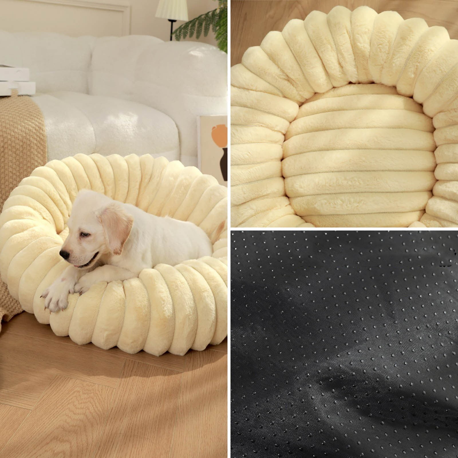 Ranliy Small Dog Bed, Dog Beds for Small Dogs with Corduroy Fleece & Anti Slip Bottom, Round Washable Furry Puppy Beds, Cat Beds for Indoor Cats, 16"/20"