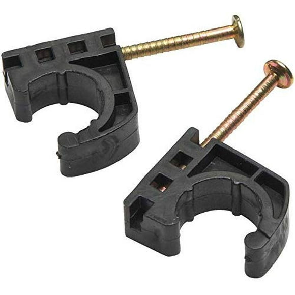 100 Pack - PEX J-Clips for Pipe Support (Plastic, 1/2") J-Hook with Nail for Pex Tubing. Contractor Pack
