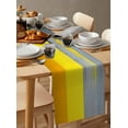 thumbnail image 6 of Yellow Grey Oil Painted Table Runner 72 Inches, Art Color Block Abstract Style Bed Runner Dresser Scarves Tabletop for Indoor Outdoor Parties/Ceremony/Banquet, 14" x 72", 6 of 8