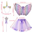thumbnail image 3 of TRKIYQC Juego de accesorios para disfraz de cosplay para niñas y niños, falda colorida de retazos de malla morada + alas + aro de pelo de unicornio + palo de hadas para regalo de cumpleaños TRKIYQC artístico, 3 of 10