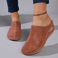 thumbnail image 2 of Platform Clogs for Women Slip on Wedge Sandals Closed Toe Mules Shoes Summer Dressy Slides Arch Support Orthopedic Walking Shoes Brown Size 7, 2 of 6