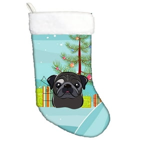 Christmas Tree and Black Pug Christmas Stocking BB1635CS