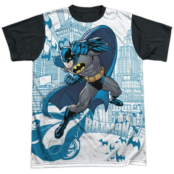 Batman - Skyline All Over - Short Sleeve Black Back Shirt - XXX-Large