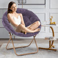 thumbnail image 4 of MoNiBloom X-Large Faux Fur Saucer Chair, Folding Accent Chair, Moon Chair with Padded Seat and Metal Frame for Bedroom Dorm Living Room, Purple, 4 of 10