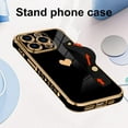 thumbnail image 4 of Designed for iPhone 14 Pro Max Case Black Love Hearts Design for Women Girl Men, Luxury Plating with Strap Stand Full Camera Lens Protection Bumper for iPhone 14 Pro Max 6.7", 4 of 6