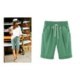 thumbnail image 3 of LoyisViDion Woman Pants Clearance Women'S Summer Pants Solid Five Points Large Size Cotton Linen Pants Casual Pants Green 18(L), 3 of 3