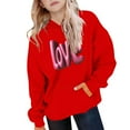 thumbnail image 4 of Lorytime Valentine Cute Hoodies for Girls Kids Long Sleeve Crewneck Sweatshirts Letters Tops with Pocket Loose Tops, 4 of 5
