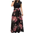 thumbnail image 1 of Fridja Robe Longue à Manches Courtes Imprimé Floral Bohème Robe Décontractée pour Femmes, 1 of 6