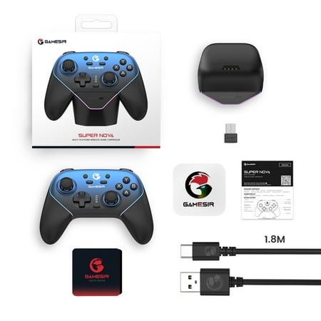 GameSir Super Nova 無線&amp;有線 ゲームコントローラー マルチプラットフォーム 充電ドック付き Blue