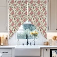 thumbnail image 2 of Swag Curtain Valances Pink Rose Swag Valances for Kitchen Windows Flower Leaves Plant Beige Short Topper Curtains Valance Tier Pair for Kitchen Bedroom Living Room Bathroom 28"x36", 2 of 8
