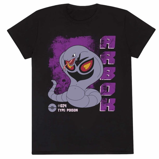 Pokemon - Camiseta de Arbok para Adultos Unisex (Negro)
