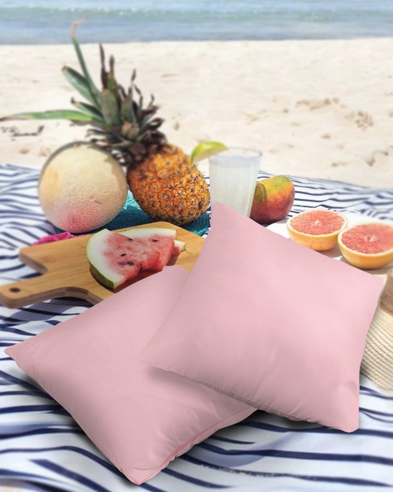 Outdoor Waterproof Throw Pillow Covers Set of 2 Pink Decorative Pillowcases Square Outdoor Pillows Cushion Case 16x16 Inch Solid Color Pink Patio Pillows for Couch Sofa Bed Garden