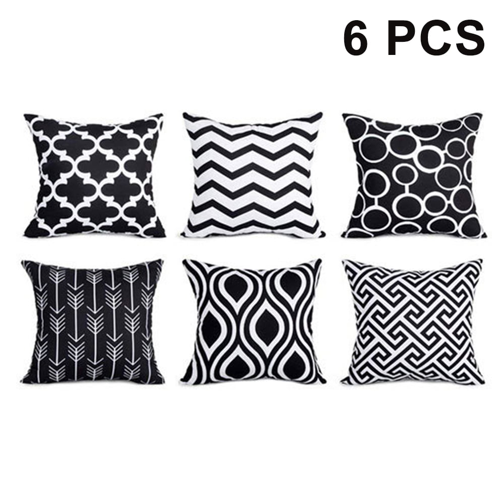 Black & White Geometric Throw Cover Pillow Cushion Square Case Decor Pillows New