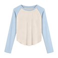 thumbnail image 6 of DLIDG Womens Slim Fit Color Block Raglan Shirts Stretchy Soft Thermal Warm Tee Shirts Dressy Causal Crew Neck Long Sleeve Shirts Fall Winter Sweatshirts Athletic Baseball Workout Clothes Blue Xl, 6 of 6
