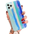 thumbnail image 1 of Compatible with iPhone Case,Bling Glitter Rainbow Pattern Hard PC Back Stripe Girls Woman Frosted Soft TPU Bumper Silicone Case for iPhone 11Pro (Light Blue), 1 of 8