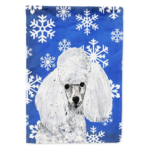 White Toy Poodle Winter Snowflakes Garden Flag