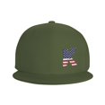 thumbnail image 2 of DouZhe Flat Brim Cap Snapback Hat, Letter K America Usa Flag Prints Adjustable Green Adult Baseball Cap, 2 of 7