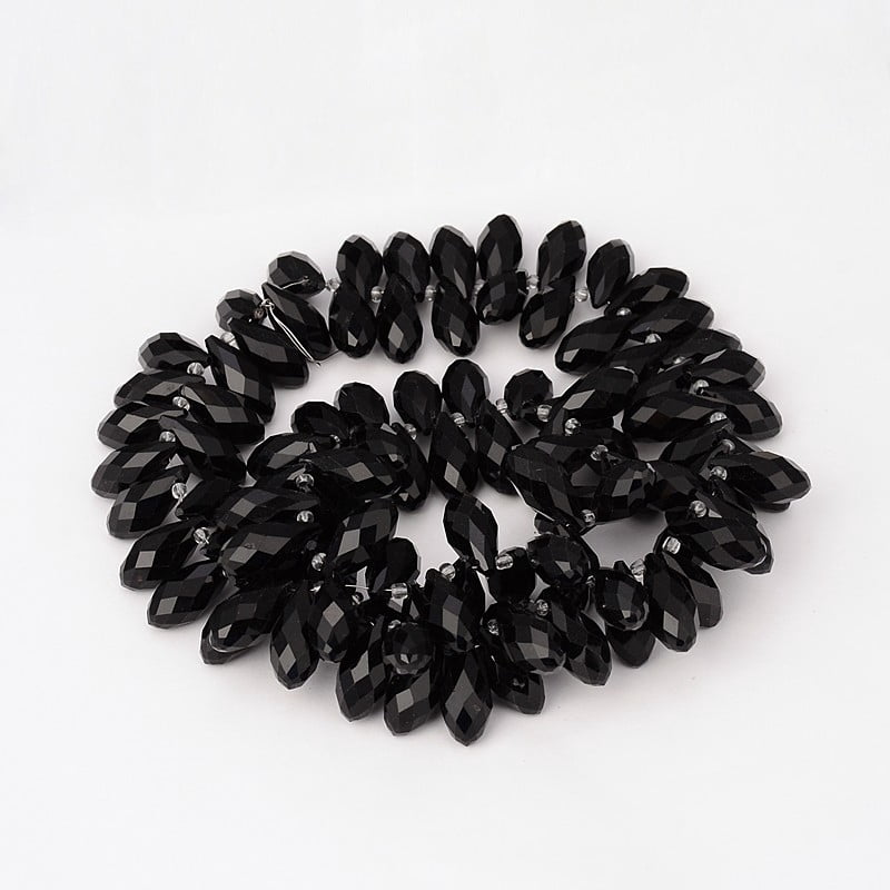2strands Faceted Teardrop Glass Beads Strands Top Drilled Beads Black 20x10mm Hole: 1mm about 100pcs/strand 16 inch
