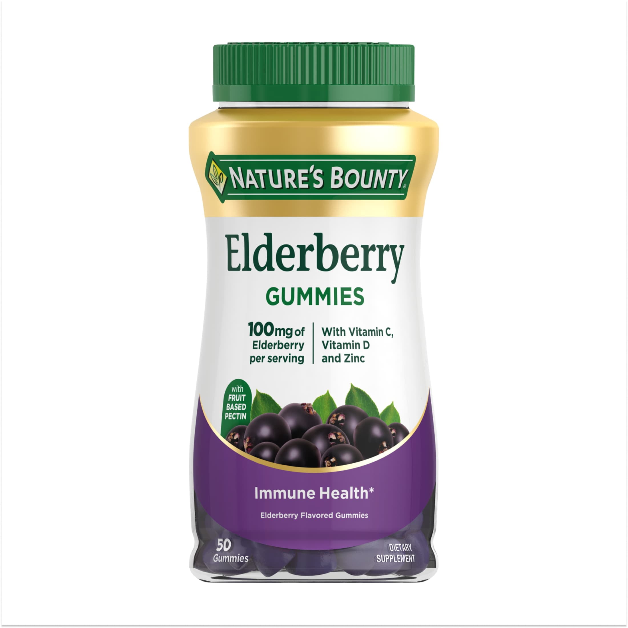 (3 pack) Nature's Bounty Elderberry with Vitamin A, C, D3, E and Zinc, Immune Support Gummies, 50 Count