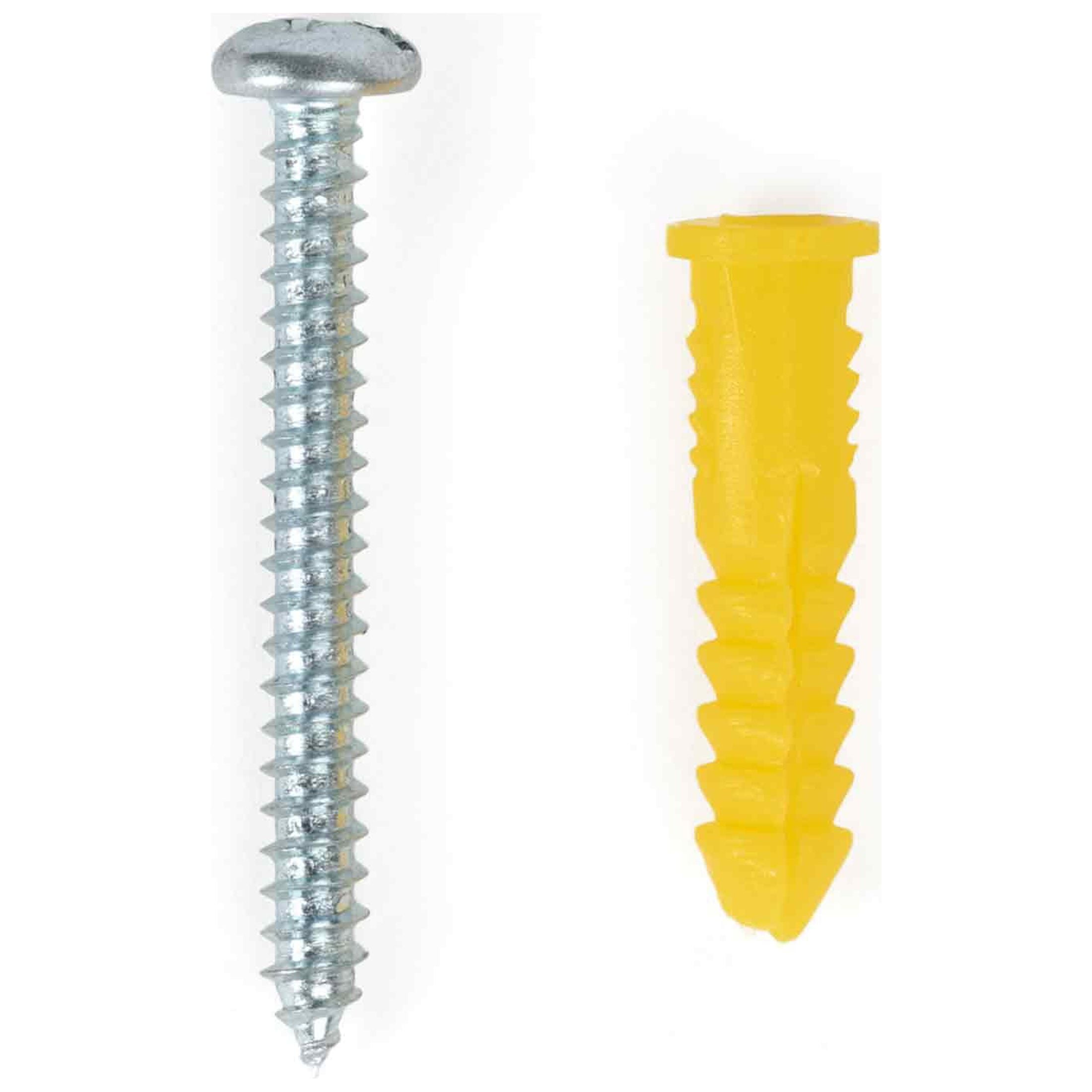 (3 pack) Hillman Multi-Material Ribbed Anchor Screws, #4-6 x 7/8", Plastic and Steel, 10 lbs, Yellow, 40 sets
