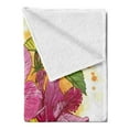 thumbnail image 2 of Floral Soft Flannel Fleece Throw Blanket, Vibrant Hibiscus Flower Bouquet Exotic Watercolor Artwork, Cozy Plush for Indoor and Outdoor Use, 50" x 70", Earth Yellow Fuchsia, by Ambesonne, 2 of 5